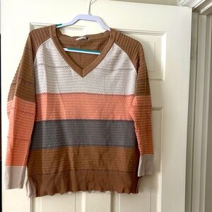 Colorful Striped V-Neck Sweater